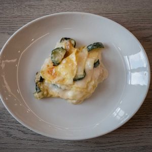 Lasagne con pancetta, zucchine e gorgonzola